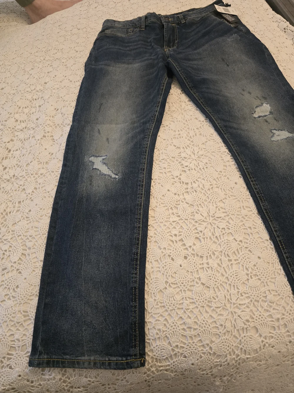 Buffalo David Bitton Men's Slim Straight Distressed Blue Jeans